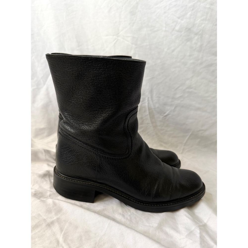 Gucci Black Pebbled Leather Side Zip Ankle Moto Boots Womens 37.5 - Picture 4 of 8
